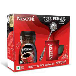 Nescafe Classic Coffee Jar, 200 g with Free Red Mug and Scoop Spoon 